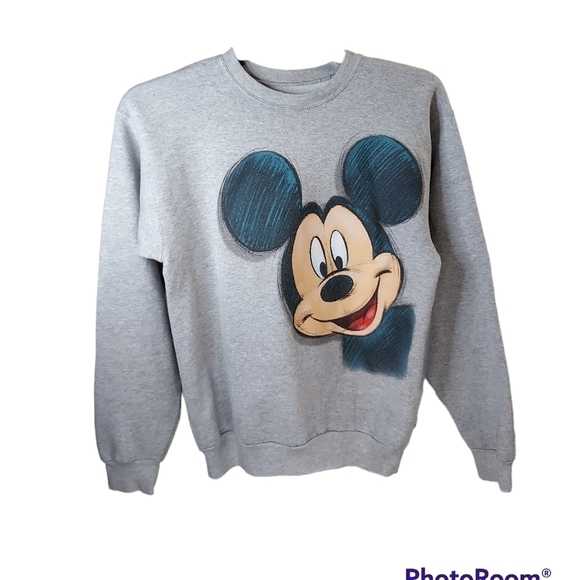 Vintage Mickey Mouse Small Sweatshirt gray L/S Crew Neck by Walt Disney Land - Picture 2 of 11